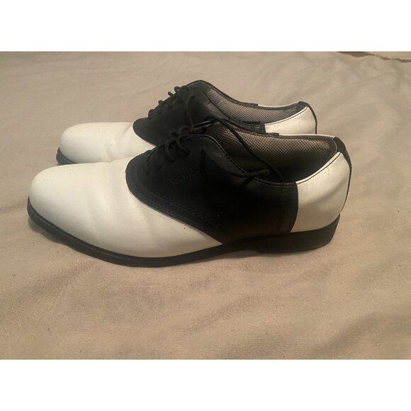 Wolverine Shoes Men's Golf Athletic Size 10M White Black Lace Spikes - Picture 2 of 8